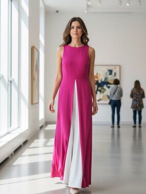 Pink Retro Jumpsuit S High Slit 70s Boho